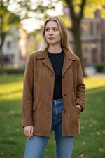 Vintage Imported Suede Brand Coat Faux Fur Liner. Size Large. Good Condition