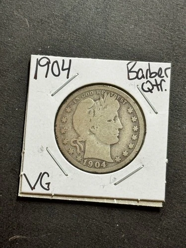 1904 P Barber Silver Quarter Nice VG Very Good U.S. 25c Type Coin (Raw18270)