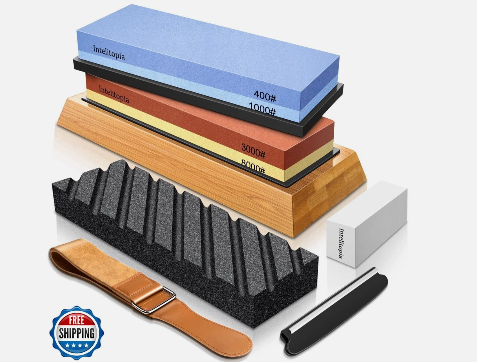 Intelitopia Complete Knife Sharpening Stone Set – Dual Grit Whets