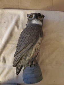 Flambeau Plastic Owl Decoy Hollow Body Bottom Fits Over Fence Posts Etc.
