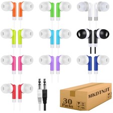 30 Pack Kids Earbuds for School Classroom - Multi Color