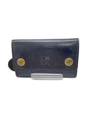 IL BISONTE Key Case Leather Black Plain Men's