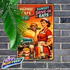Route 66 Diner Vintage American Restaurant Wall Art Tin Sign```