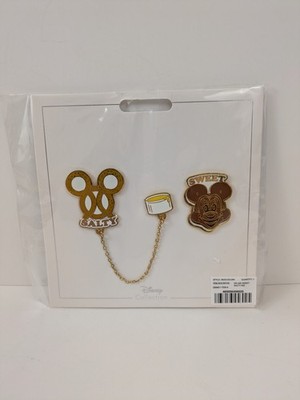 Mickey Mouse Sweet and Salty Treat Ice Cream Pretzel Cheese Flair Disney Pin Set