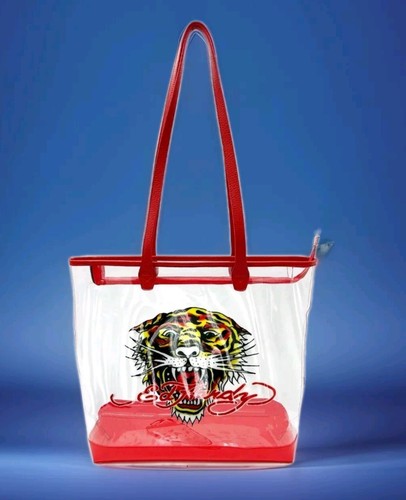 NWT ED HARDY TIGER CLEAR TOTE BAG 2 Piece Set Leather Strap MSRP$159. BRAND NEW - Picture 1 of 3