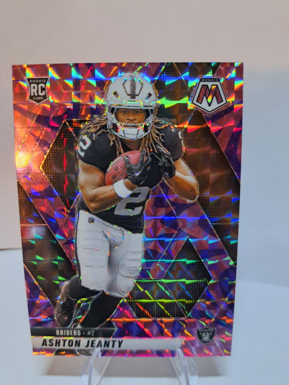 2025 Panini Mosaic- Ashton Jeanty #345 Mosaic Reactive Purple LV Raiders (RC)