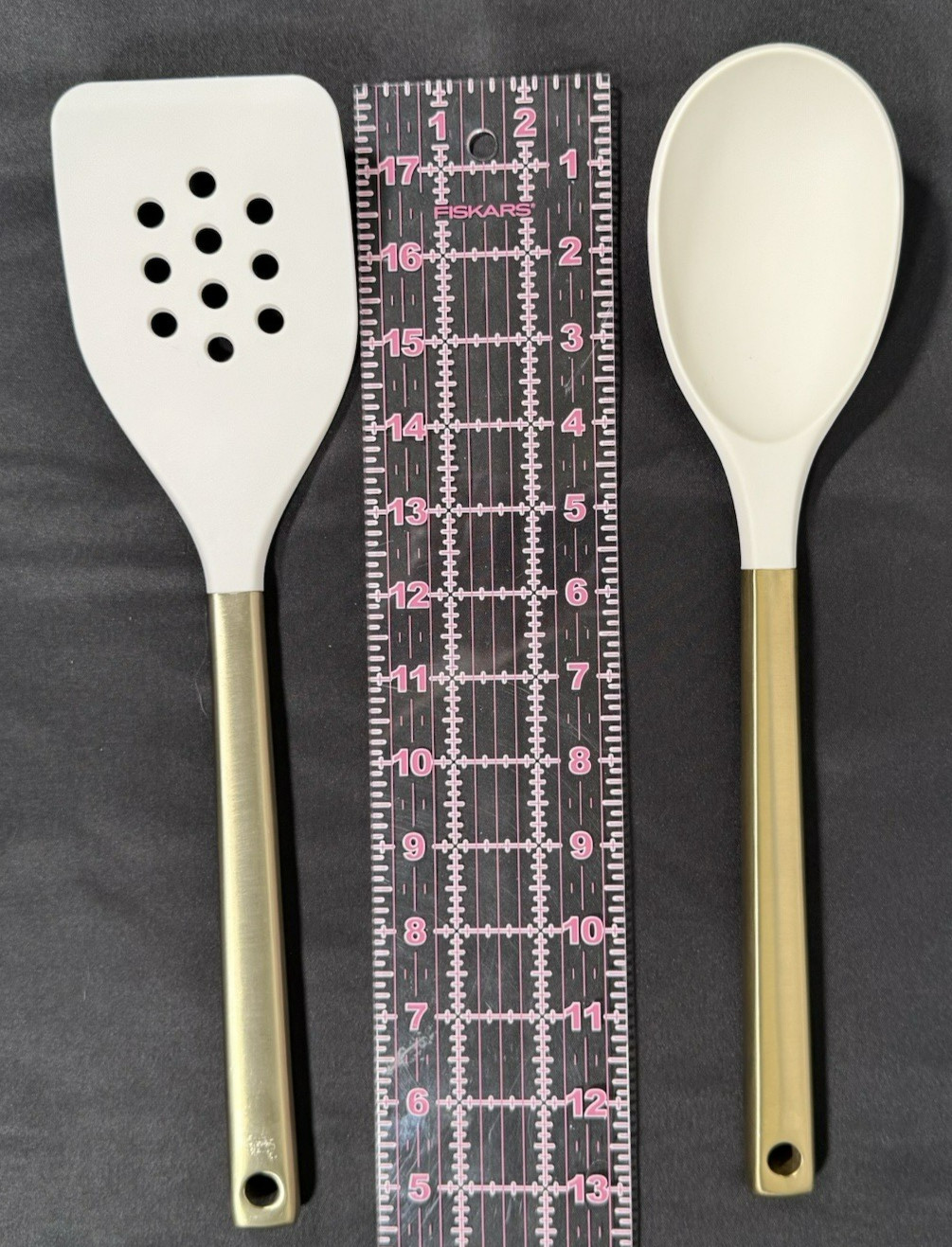 Figmint Silicone Kitchen Utensil Set Compact Champagne 2pc Steel/Nylon Utensils