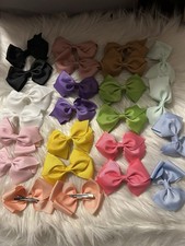 Girls Fabric Bow Hair Clips/Barrettes Solid Multicolor One Size