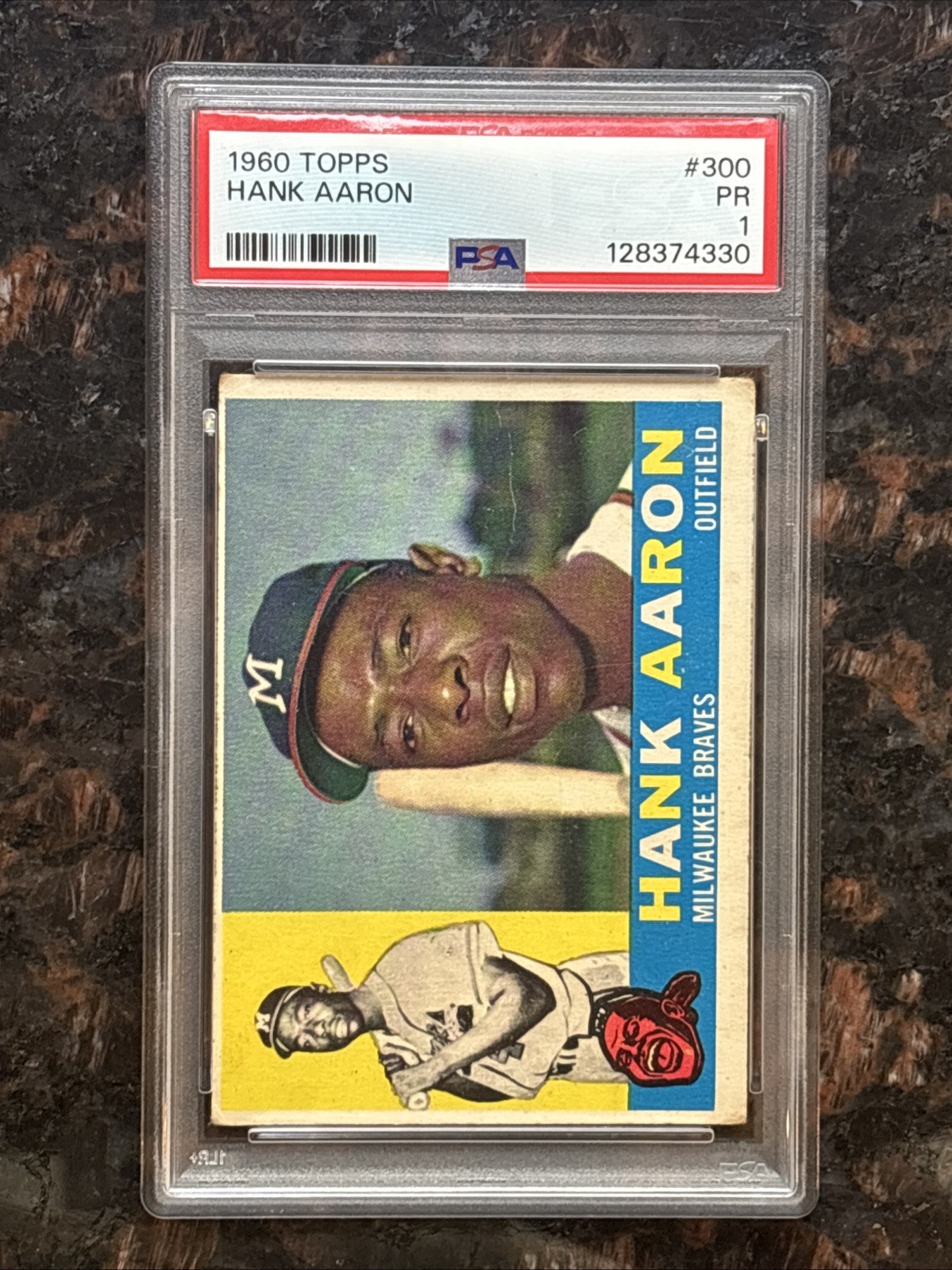 1960 Topps # 300 HANK AARON PSA 1 Milwaukee Braves HOF New Slab