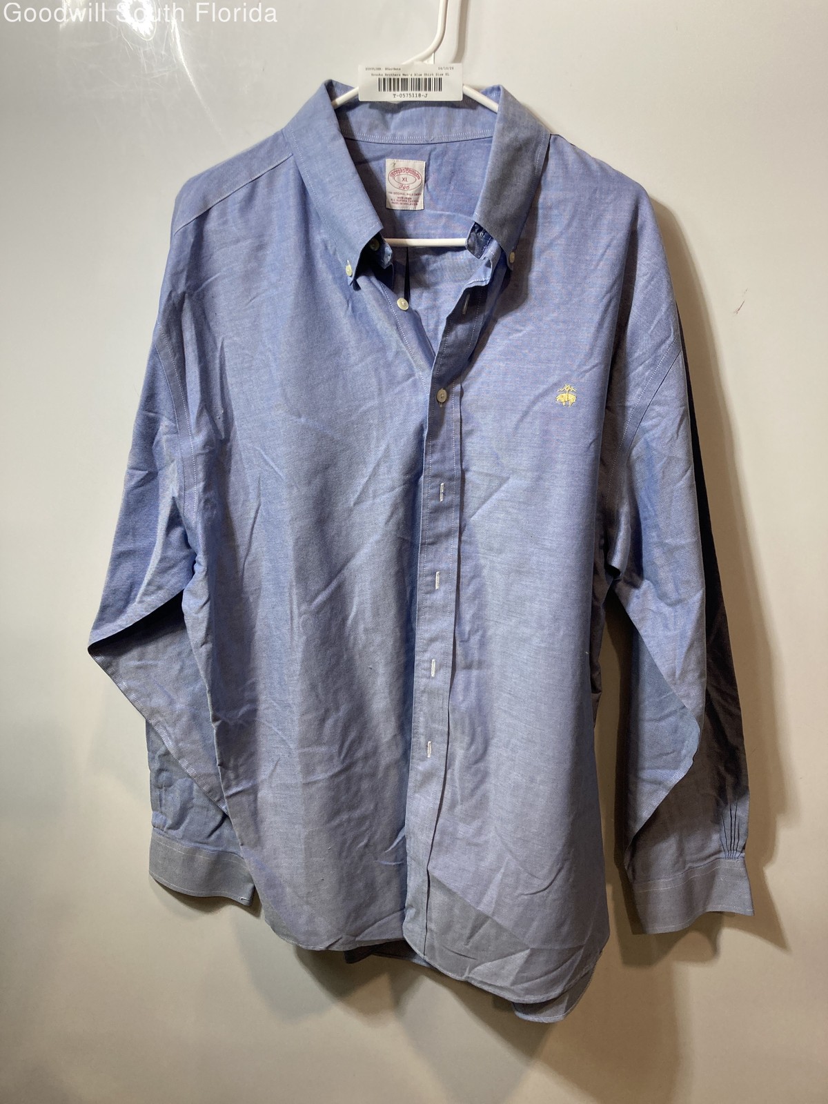 Brooks Brothers Mens Blue Cotton Long Sleeve Non-Iron Button-Up Shirt Size XL