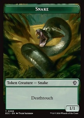 Snake (1/1 Deathtouch) MTG Lorwyn Eclipsed Tokens NM Playset x4 - Magic Cards