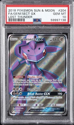 2018 POKEMON SUN & MOON LOST THUNDER #204 FULL ART/GENESECT GX PSA 10