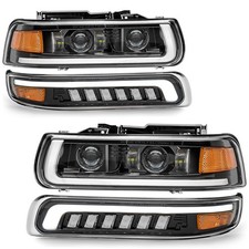 Led Drl Headlights Assembly For 2001-2002 Silverado 1500hd 2500hd 3500 Dot