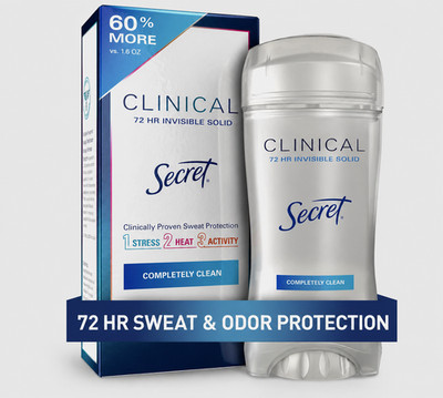 3X Secret Clinical Strength Antiperspirant Deodorant Completely Clean 2.6 oz New