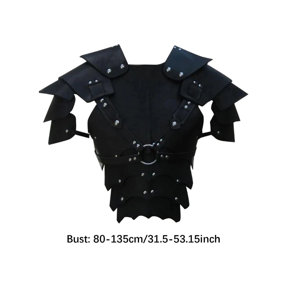 Vestido de fantasía ajustable con armadura en el pecho de cuero PU para cosplay caballero hombres mujeres Foto 4 de 4