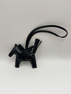 Milo Lambskin Matte Alligator Touch Grigri Rodeo Pegase Horse Bag Charm PM Black