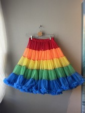 Unique Vintage 1950s Style Rainbow Stripe Ruffled Petticoat Crinoline