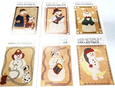 6 Homespun Collectibles Cross Stitch Patterns/Charts 6 Different SNOWMEN- A