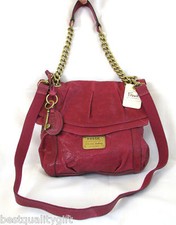 NEW FOSSIL GINGER WINE RED SANGRIA+BRASS CHAIN CONVERT HAND BAG CROSSBODY,XBODY