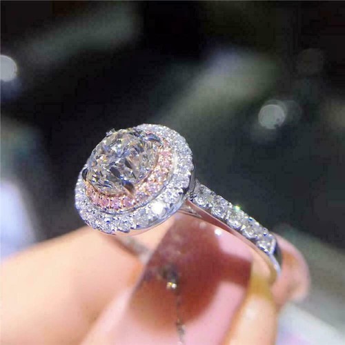 14k White Gold 2.70Ct Round Cut Diamond Halo Engagement Ring Simulated in Size 8 - Picture 2 of 6