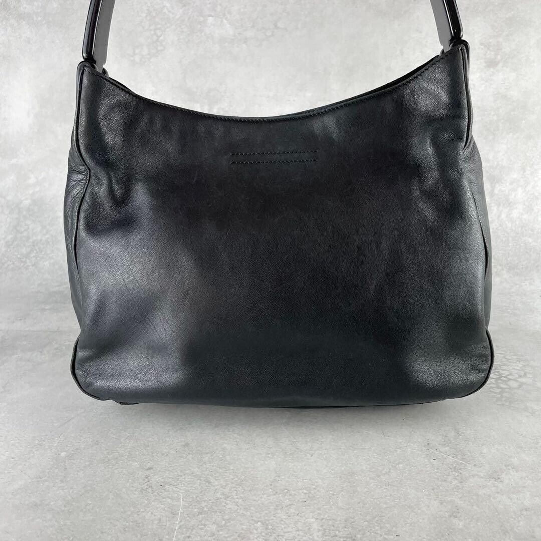 PRADA Handbag Aw1998 Plastic Handle Leather Black Used PRADA Handbag Aw1998 Plastic Handle Leather Black Used