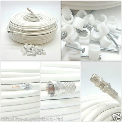 Cable coaxial de extensión satelital único RG6 de 2 m blanco para Sky Plus HD Freesat