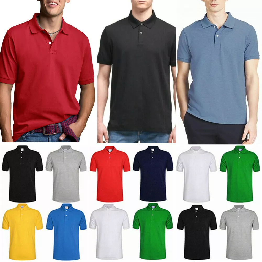 Men Solid Color Long-sleeve Quick-dry Sports Polo Shirt M-3XL