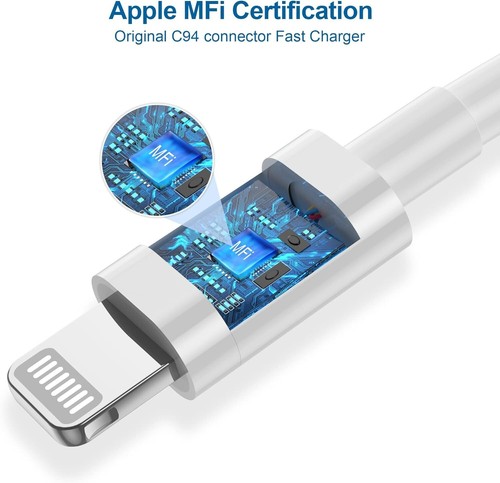 60W USB C Cable Fast Charging Cable for iPhone 14 13 12 11 XS XR X Max 8 7 Plus - Picture 2 of 7