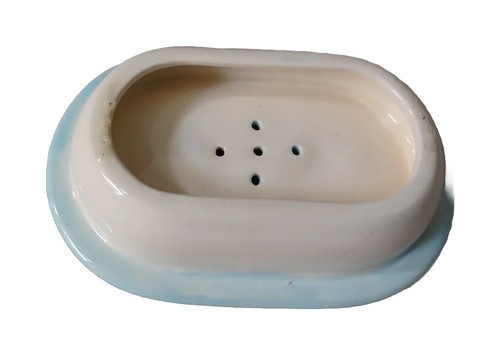 Vintage Ceramic Soap Trinket Dish Light Blue Retro Decor - Picture 3 of 10