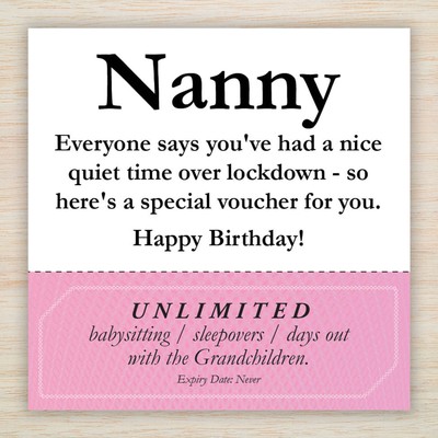 Lockdown Funny Rude Happy Birthday Card Nanny Nan Babysitting Voucher Freepost Ebay