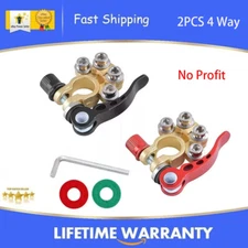 2PCS 4 Way Car Battery Terminal Clamp Connectors Quick Release Disconnect Tool