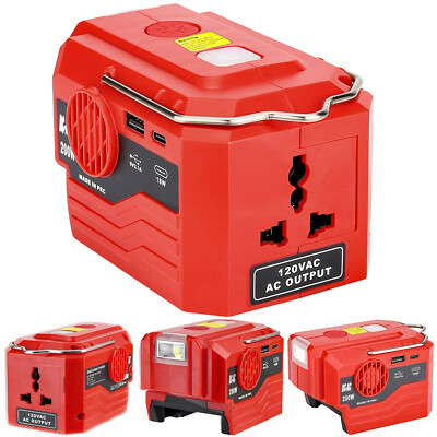 200W Power Inverter for Milwaukee 18V Li-ion Battery 120V-220V Inverter with USB