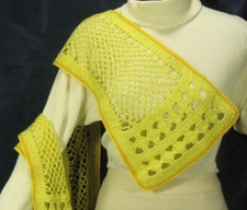 MEO CROCHET CLASSIC SCARF 100%  COTTON YELLOW COLLECTOR'S PICK  SHAWL KNIT