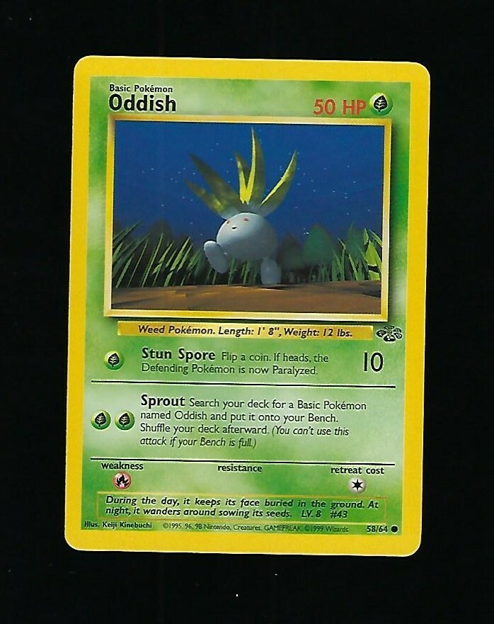 Oddish 58/64 - Card Jungle Edition Non Holo Base Set 1999 NM/M (Never Played)