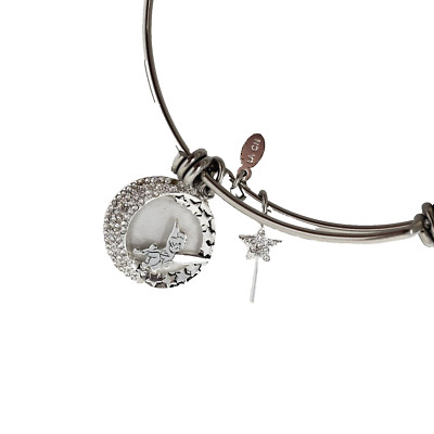Disney Tinkerbell Stainless Steel Bangle Charm Bracelet Love Trust & Pixie Dust