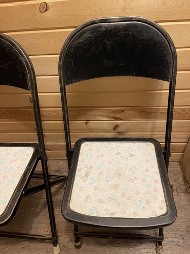 4er Set Vintage/Retro Hampden schwarz Metall klappbar Kinder/Kinderstuhl - Bild 4 von 7