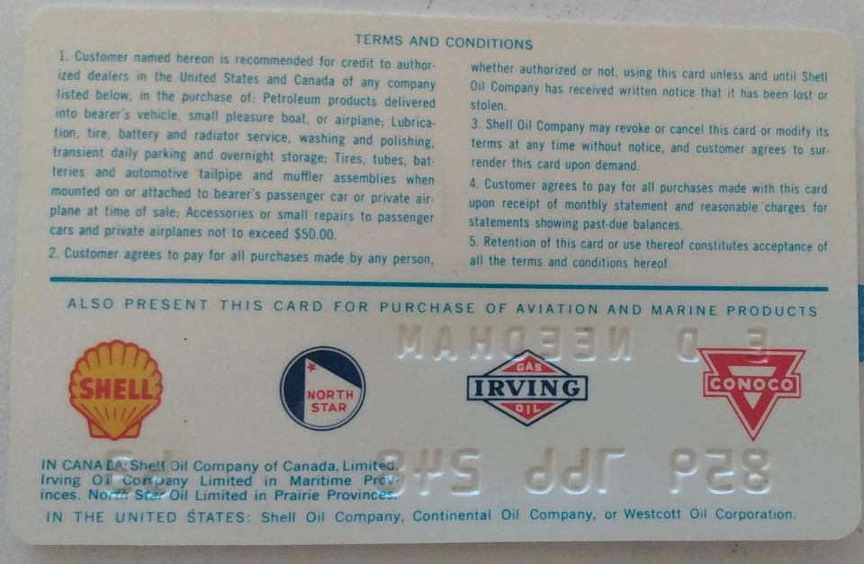 Tarjeta de crédito Shell Gas 1963 vintage Foto 4 de 4