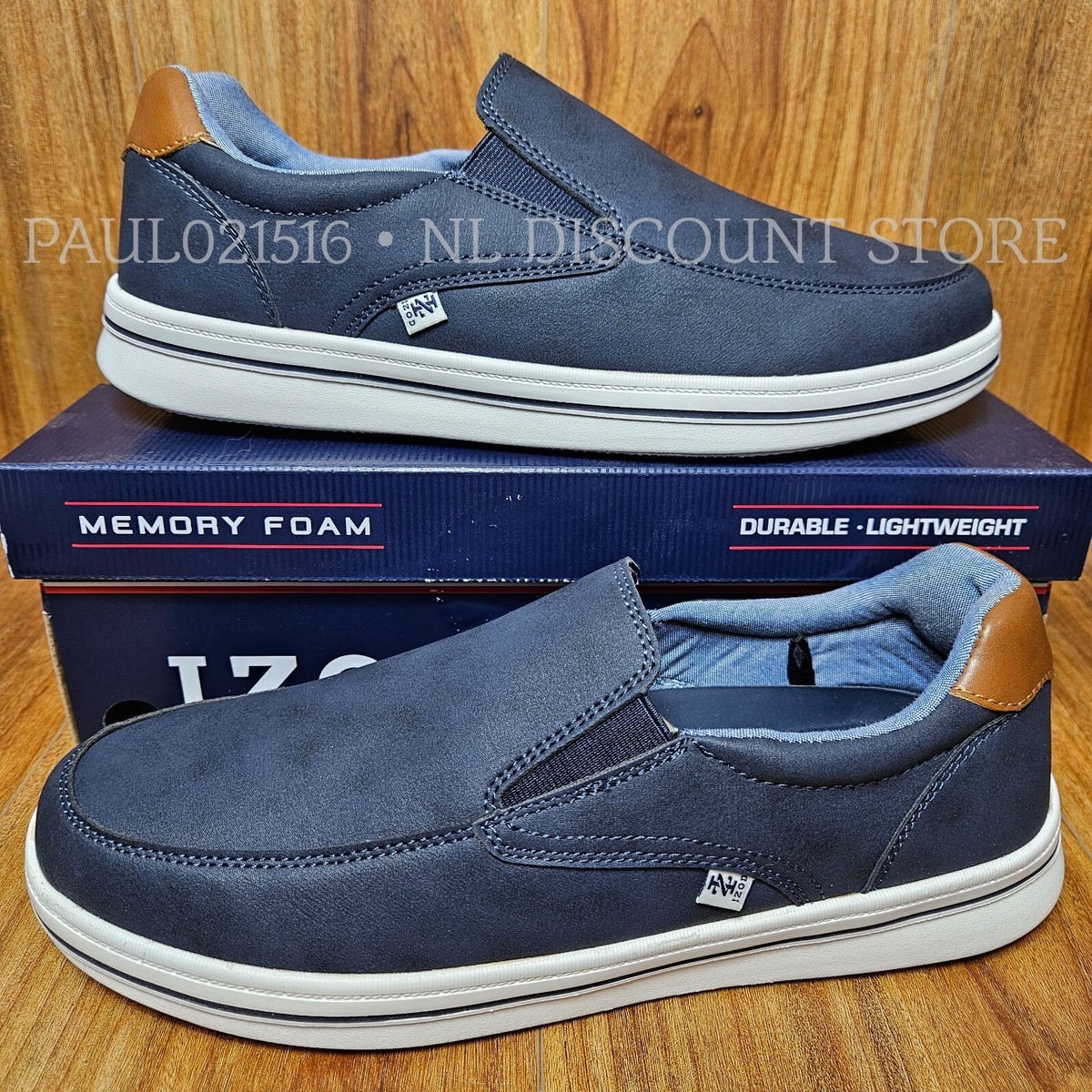 IZOD Men's Barlow Casual Slip On Memory Foam Shoes Navy