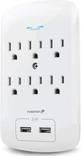 6 Outlet Surge Protector 1200 Joules with 2 USB Ports Charger (3.1A), Multi Plug