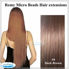 22"Indian 100 Human Micro Beads I Tip Hair Extensions 50g Double Drawn 4 Brown