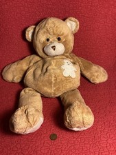 19" Caramel brown tan bear floppy plush stuffed teddy stitched on front
