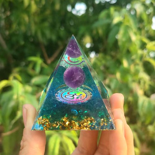 1 PC Pyramid Ball Quartz Crystal Dropper Resin Decoration Natural Orgonite - Picture 19 of 54