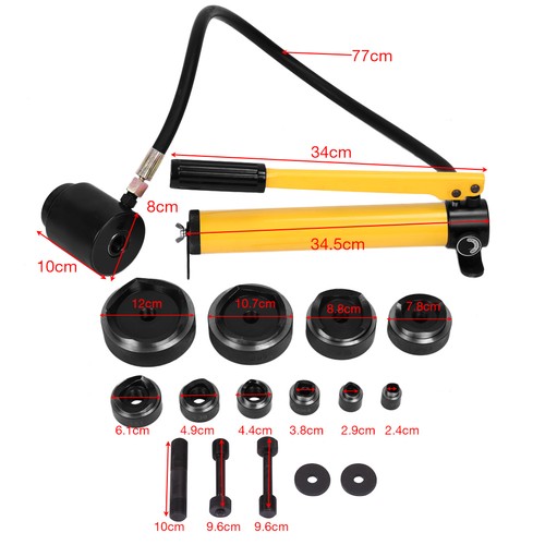 10 Dies Hydraulic Punch Driver Knockout Hole Puncher Kit 15 Ton 16-101mm w/ Case - Picture 2 of 12
