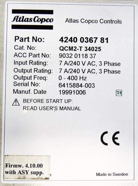 Atlas Copco QCM2-T 34025 QCM2-T 340 25 4240 0367 81 Servo Control Modul -used- - Image 3 of 4
