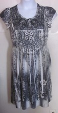  Live and Let Live misses size Small black gray peasant dress Beautiful  j186