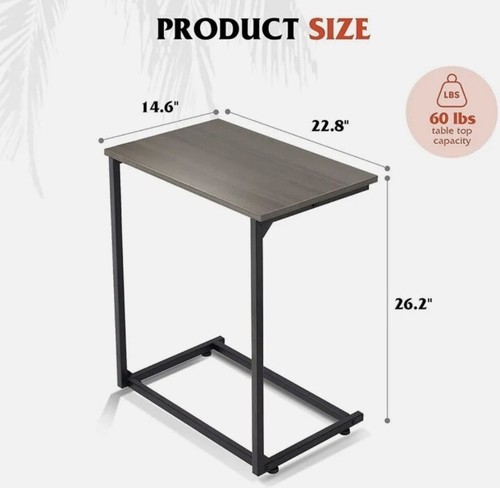 WLIVE Gray Oak/Retro Brown Wide Snack Side Table JF33 - Picture 5 of 5