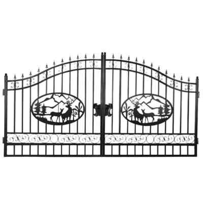 #ad #ad 14x8 FT Heavy Duty Steel Dual Swing Driveway Gate Weatherproof Powder Coated $999.00