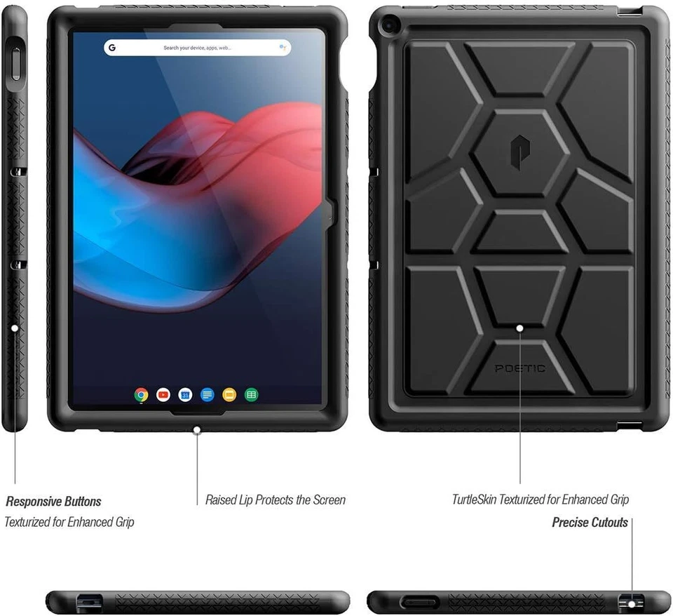 For Google Pixel Slate 12.3 Inch Tablet Case Kids Friendly Silicone Cover Black - Image 2 of 4