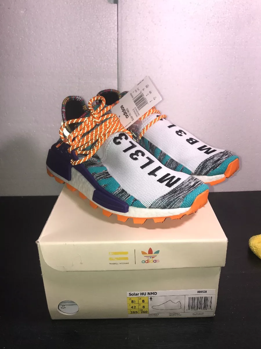 ADIDAS PHARRELL WILLIAMS HU HUMAN RACE NMD SOLAR PACK ORANGE SIZE