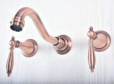 Antique Red Copper 3 Holes Faucet Bathroom Tub Sink Mixer Tap Wall Mount Gsf506